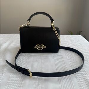 Love Moschino Black Crossbody Bag with Gold Chain